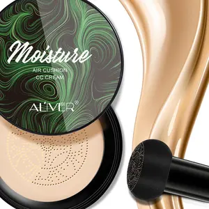 【live】Aliver Air Cushion CC Cream Mushroom Head Foundation, Moisturizing BB Cream Makeup Long Lasting Matte Concealer (Natural/Ivory White)