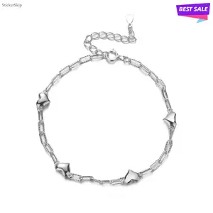 New 925 Sterling Silver Heart Bracelet for Women & Girls, Minimalist Simple Heart Design, Stylish Versatile Daily Wear Jewelry, Lightweight Comfortable Fashion Accessory, Perfect Unique Gift for Birthday, Anniversary, Holiday & Special Gifting Occasions