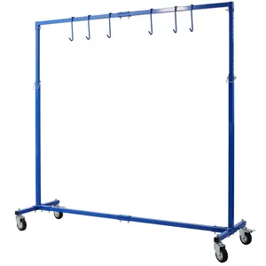 Adjustable Height Paint Hanger Drying Rack,Mobile Auto Body Shop Painting Stand with 6 Hanging Hooks,Blue