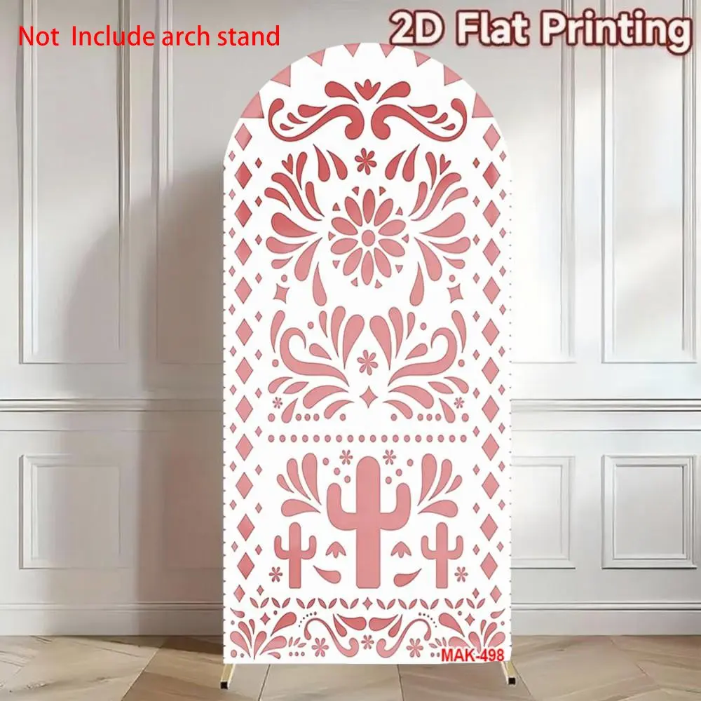 Red & White Mexican Cactus Flower Arch Backdrop Cover, Mexican Themed Decorations, for Kids Baby Shower, Birthday Party Decor Elastic Double-Sided Spandex Fabric Party Decorations