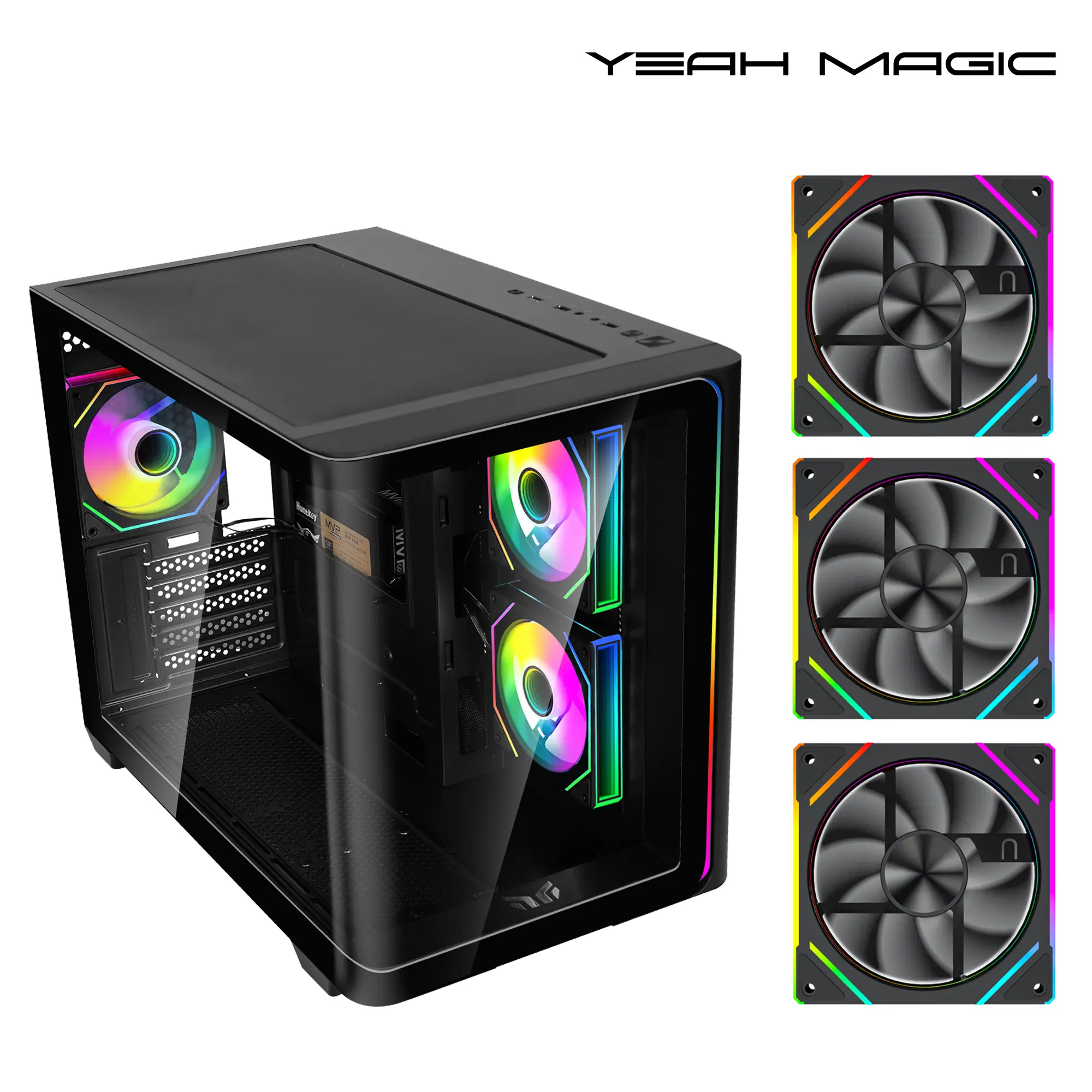 YEAH MAGIC Biforst Mid-Tower PC Gaming Case, High-Airflow,ARGB light ...