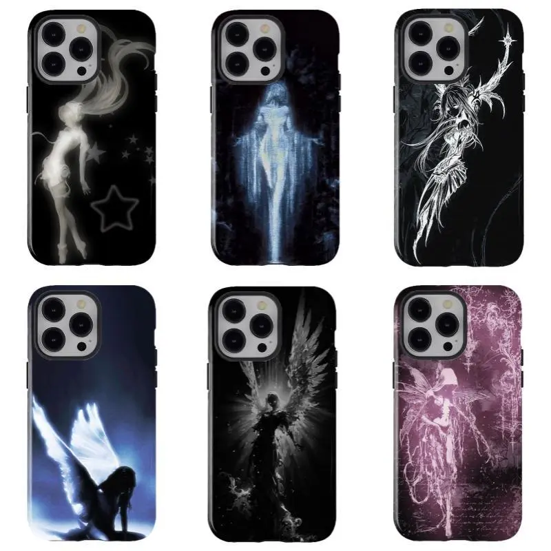 Dark Gothic Angel phone case, Mysterious Aesthetic Handheld Case for iPhone 17 Pro Max,16,15,14,13,12,11 for Samsung S21,S22,S23,S24,S25