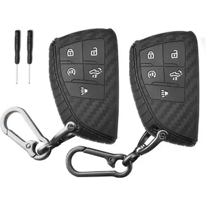 QBUC 2 Pcs Key Fob Cover for Chevy,5 Buttons Silicone for GMC Key Fob Cover,Fit for 2022 2023 2024 2025 Chevy Silverado 1500 GMC Sierra 1500, 2024 2025 Silverado Sierra 2500HD 3500HD with Keychain