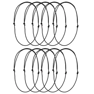 Set of 10 Adjustable Leathers Cords Necklace Rope Black Necklace Cords