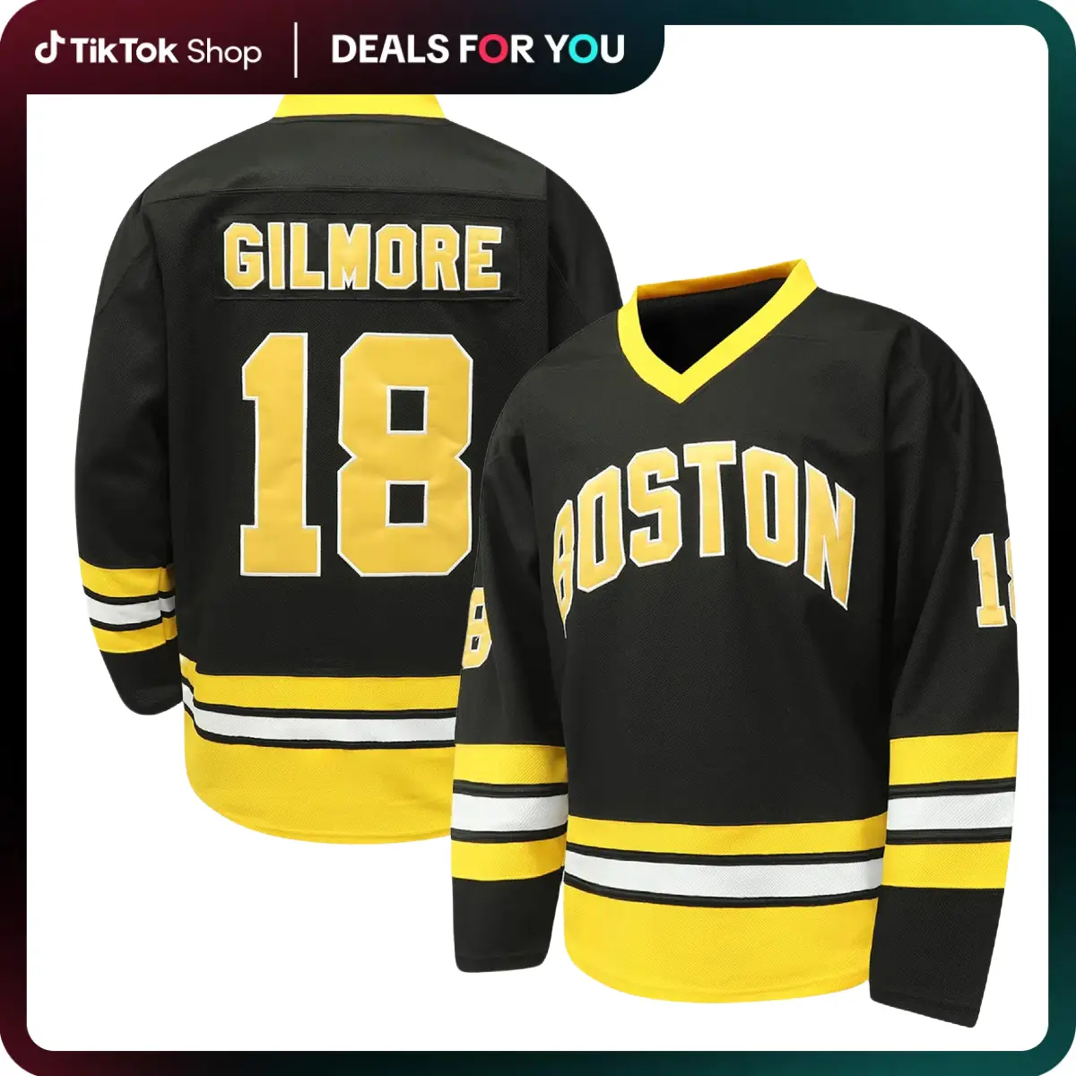 [FallFreshness] Happy Gilmore #18 Jersey Boston Adam Sandler 1996 Movie Ice Hockey Jersey Stitched S-XXXL, 90S Hip Hop Clothing for Party