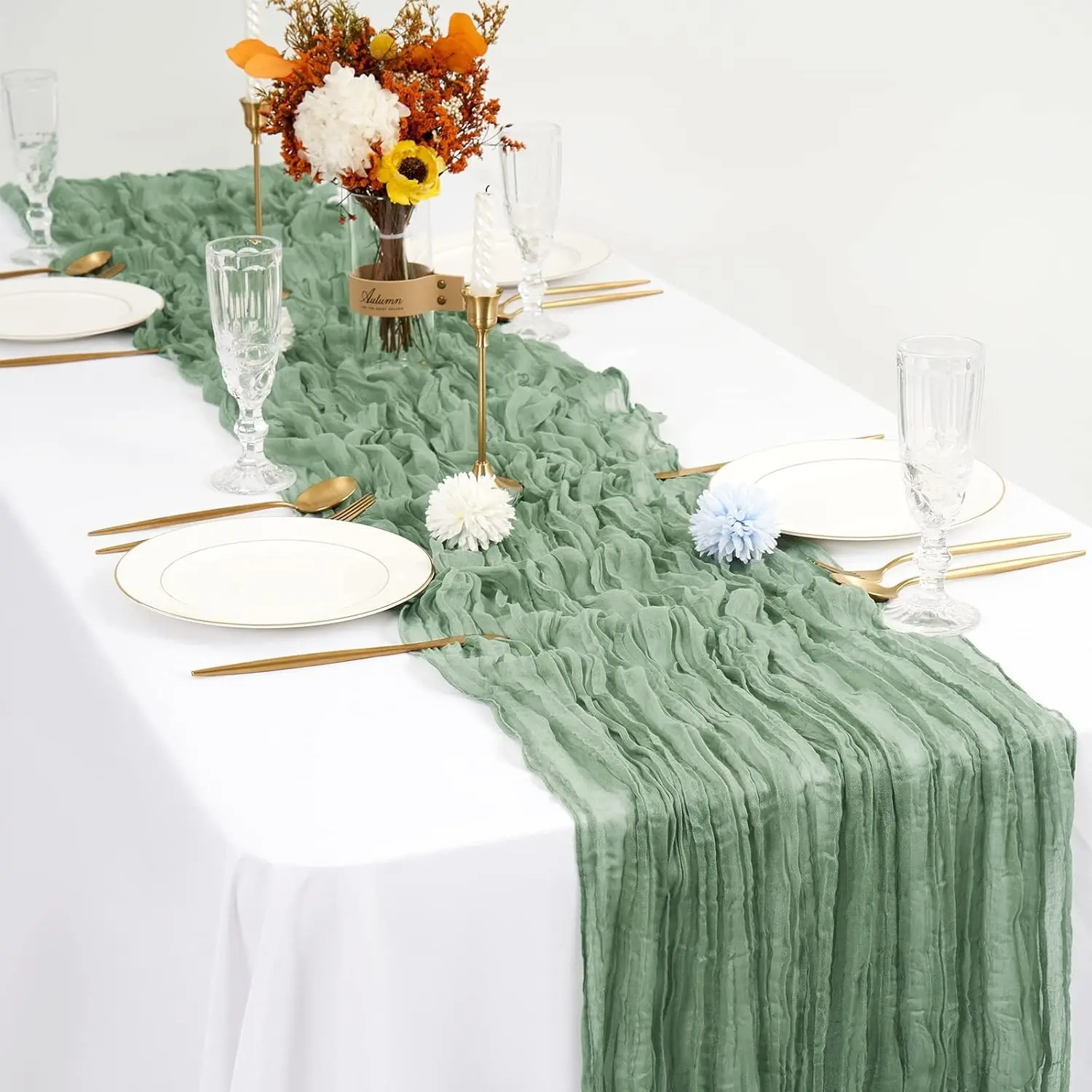 Rectangular Table Flag, Table Runner, 27 Colors Available, 180x90cm, 300x90cm, 400x90cm, Bohemian Cheese Cloth, Textured Appearance, Wedding, Graduation Events, Gathering, Party Decor, Table Setting, Party Decorations, Indoor Outdoor Use