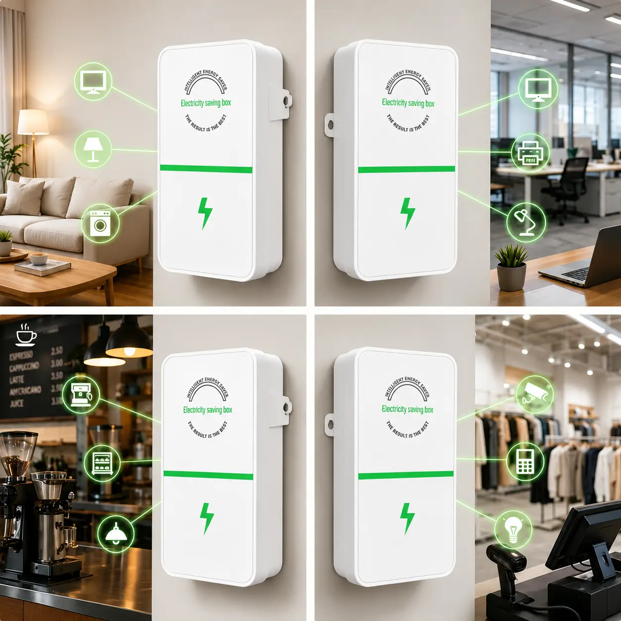 2026 Smart Energy Saving Device Plug-in Power Factor Saver Voltage Stabilizer Household Surge Protector Box Plug-In Power Box with US Plug, 90–250V Wide Voltage, Flame-Retardant for Refrigerator, AC, Home & Office Appliances
