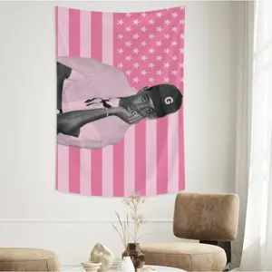 Tyler American Flag The Creator Wall Tapestry Pink And White Stars And Stripes Design Polyester Banner For College Dorm Room Decor Bedroom Man Caves