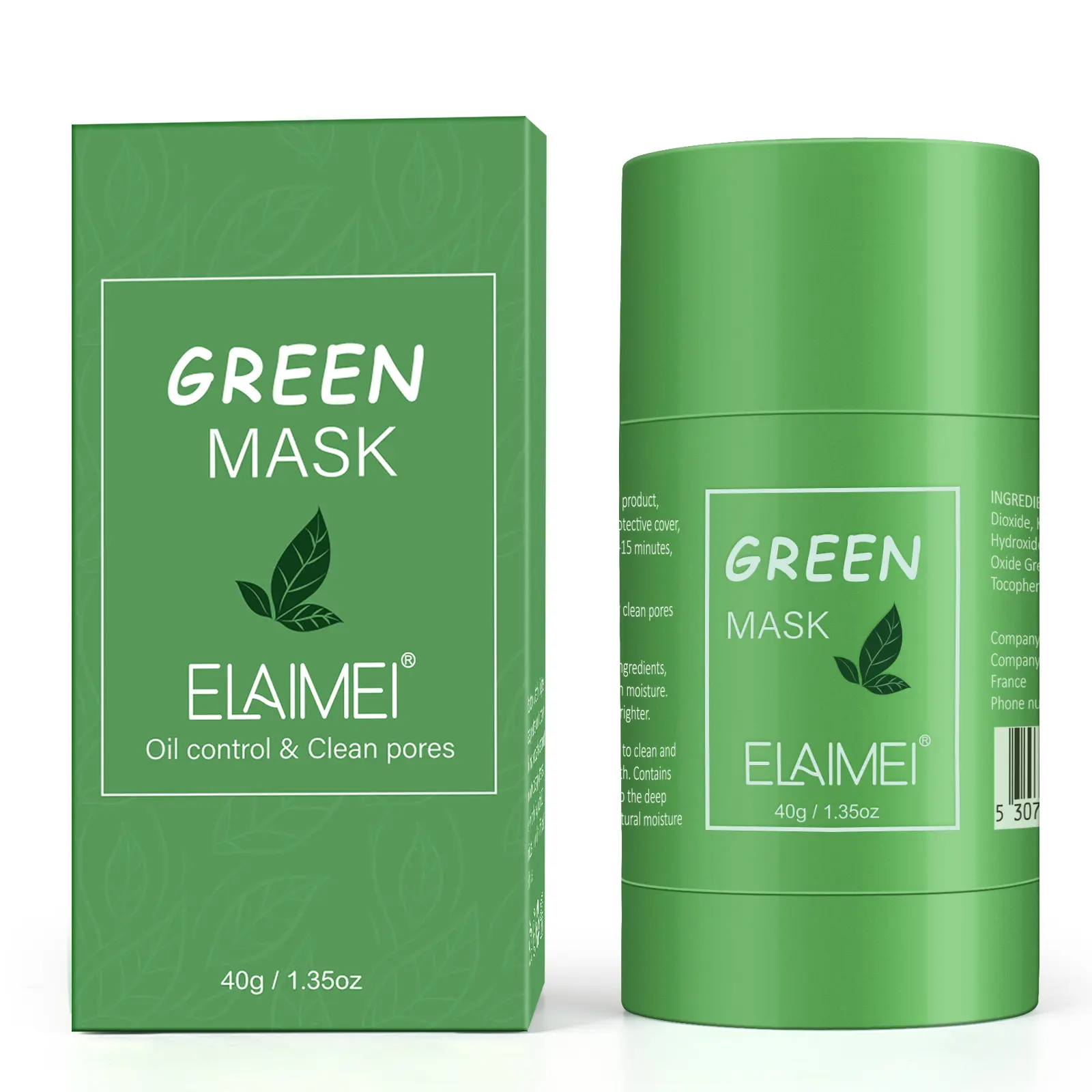 ELAIMEI Green Tea Cleansing Clay Face Mask Stick - Pore Care, Moisturizing Treatment, Blackhead Removal, Gentle Exfoliating, Skin Smoothing Natural Clay (40g/1.35oz) Summervibes Sohochic, Pore Mask, Moisturizing Mask