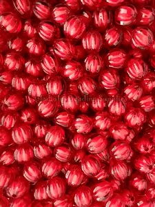 12mm Red Clear Watermelon Beads, Spiral Round, Loose, 0.47 inches, Chunky, Gumball