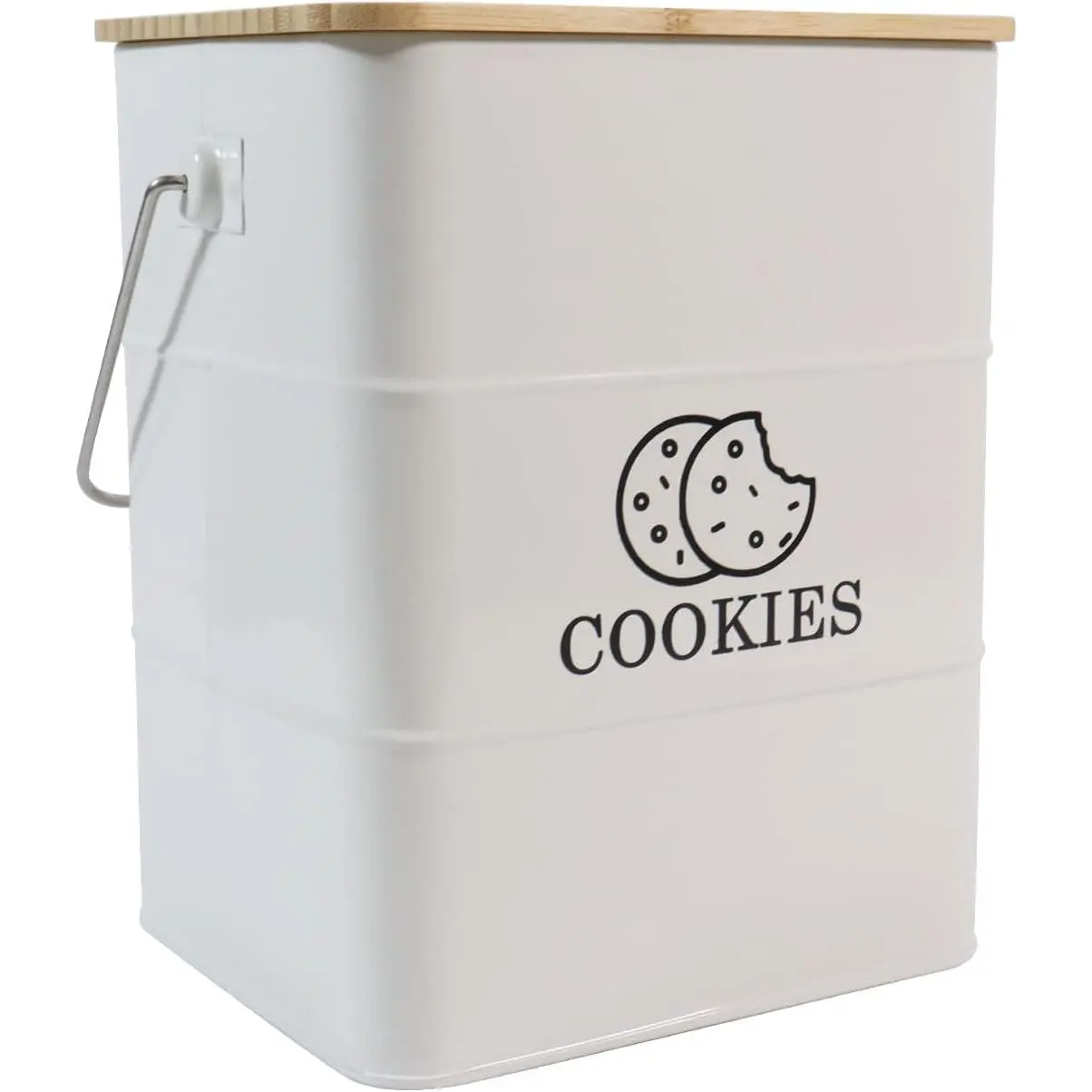 Cookie Jars  White Storage Container Metal Biscuit Tin Snack Jar with Lids Airtight & Handle Cookies Box Food Canisters for Candies Biscuits and Snacks