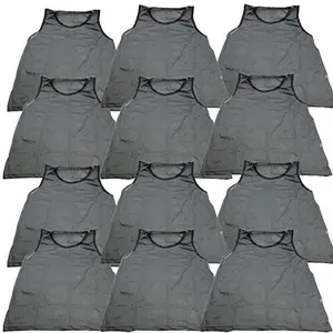 BlueDot Trading Adult Sports Pinnies Scrimmage Training Vest for Team practices for Soccer, Football, Basketball, Lacrosse, and More, Grey, Quantity 12 Pack