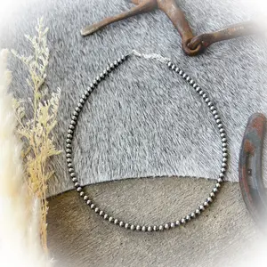 Sterling Silver Western Pearl Choker Necklace – 14" + 3" Extension, 4mm Beads