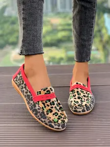 Fashion Leopard Print Slip on Flat Shoes, Casual Comfortable Breathable Shoes for Daily Wear, Lightweight Breathable Shoes for Women, Footwear