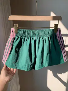 Women's Striped Pattern Shorts without Hat, Casual Elastic Waist Shorts for Summer, Ladies Bottoms for Daily Wear, Casual Comfy Shorts