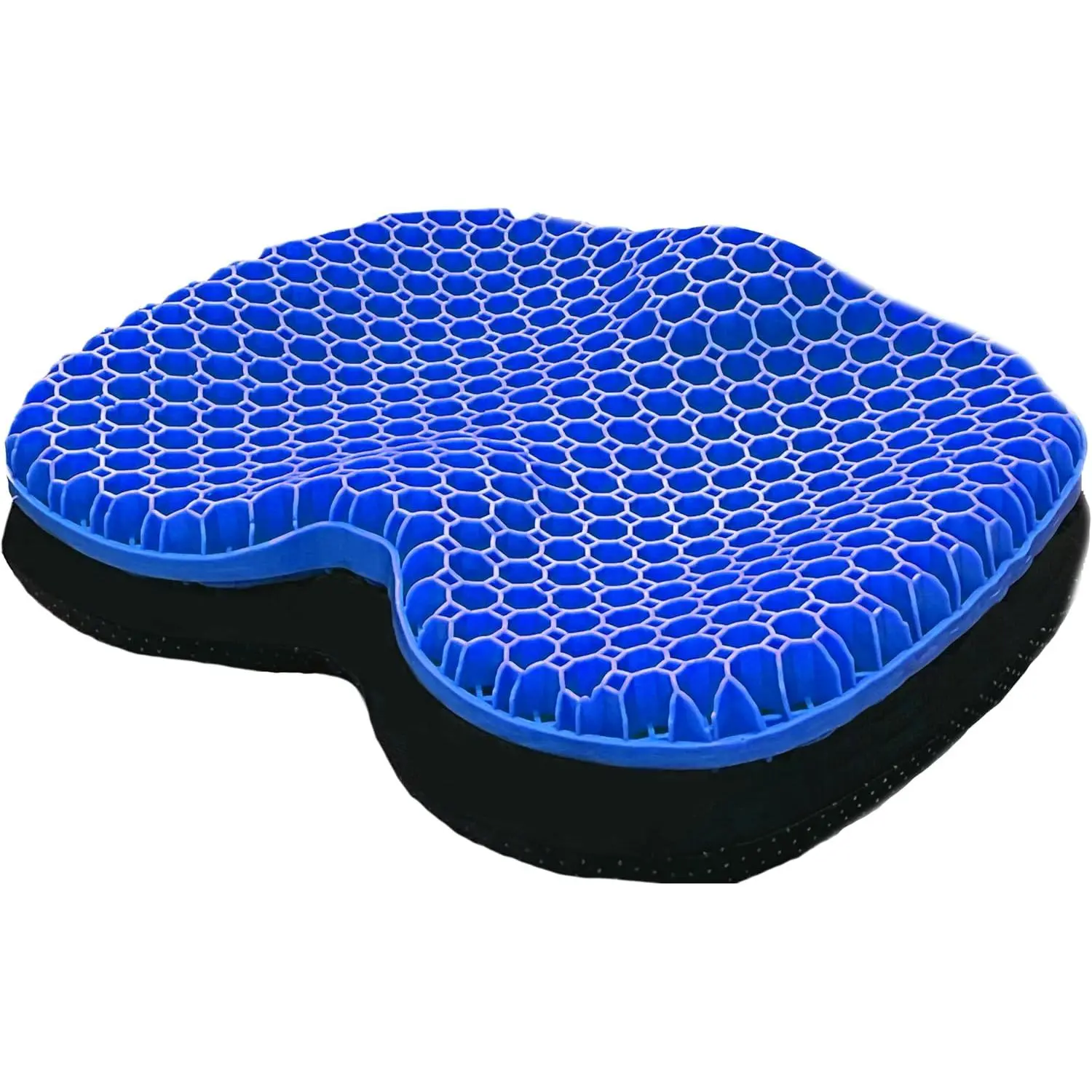 Blue Gel TPU Seat Cushion -- Large Contoured Honeycomb Cooling Gel Cushion for Long Sitting,   for  & , Non-Slip Washable Cover -- 18.89 x 14.96 in