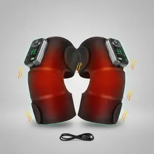 Smart Heated Vibration Knee Massager, 2 Counts Rechargeable Knee Massager for Shoulder, Elbow, Knee, Massage Device for Men & Women, Knee Pain Tool