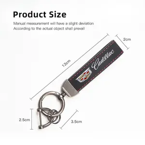 1Pcs Leather Keychain Hand-Woven Key Rope Key Ring Auto Emblem Accessories  For Cadillac Escalade CTS ATS XTS CT4 CT5 XT5 XT4 XT6 CT6 Lyriq SRX ELR Celestiq EXT XLR