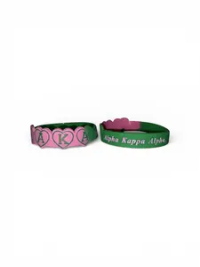 Alpha Kappa Alpha AKA Green and Pink Color Silicone Bracelet