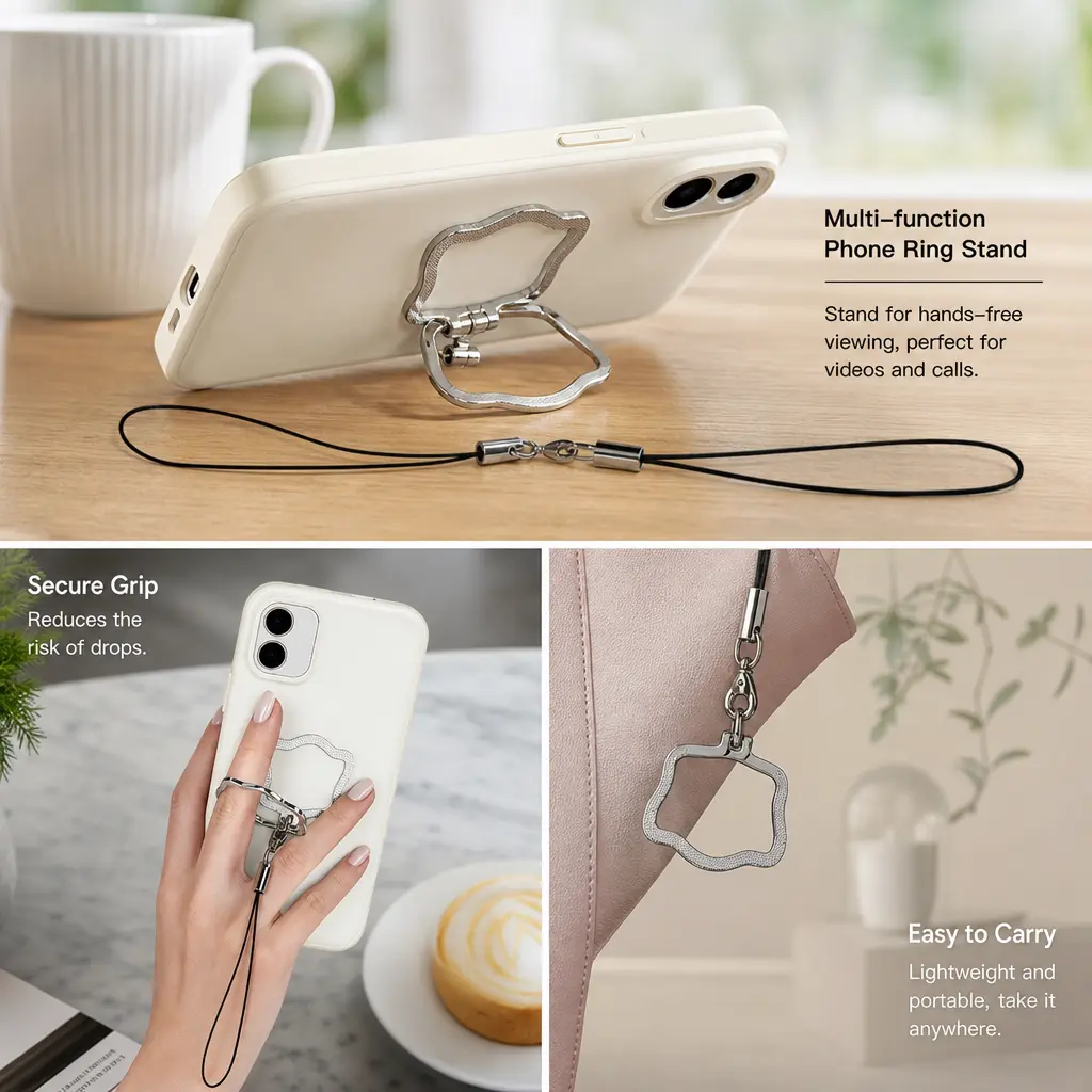 1 Count Zinc Alloy Phone Finger Ring Lanyard, Foldable Cat Shape Stand Strap for Mobile Phone Daily Carrying and Use