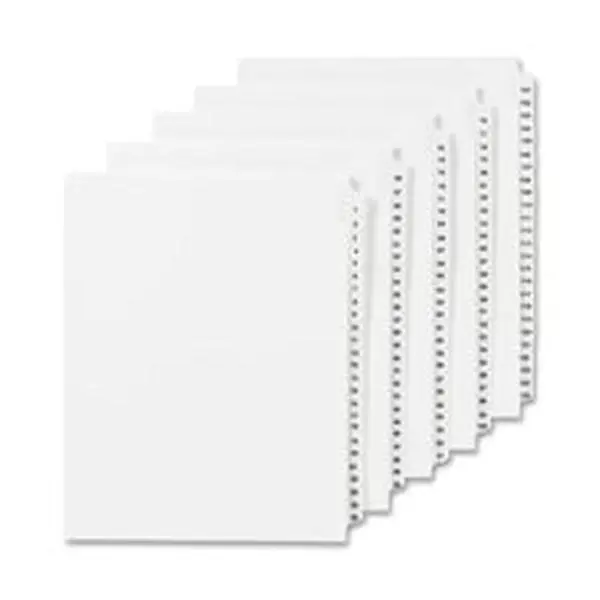 Avery AVE01052 White Numeric Dividers - 52 Side Tabs - 11x8.5 in - 25-PK - Unpunched Binding Edge - For Index Briefs, Legal Documentation Files