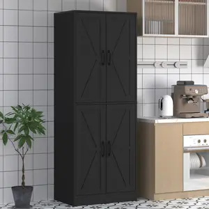 【Wooden storage cabinet】Kitchen Pantry Cabinet, 67.7" Tall Wood Storage Cabinet with 4 Doors and Shelves Freestanding Cupboard for Dining Room Living Room Bathroom Furniture