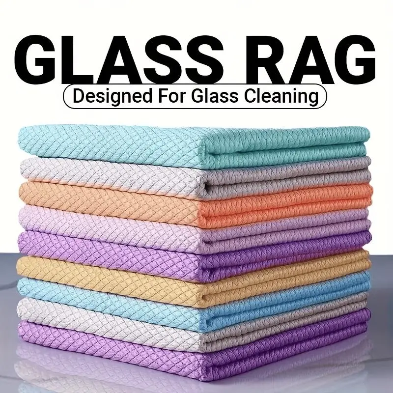 8pcs Set of Glass Cleaning Cloths, Microfiber Window Wipes, Suitable for Windows, Screens, And Car Cleaning. Strong Absorbency, Lint-Free, And No Residue! Reusable, Suitable for Phones, Tvs, Lenses, Kitchens, Dashboards, And More
