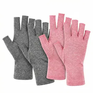 Embercraft 2 Pairs Compression Gloves | Arthritis Pain Relief, Fingerless for Typing/Golf, Breathable, Carpal Tunnel Support