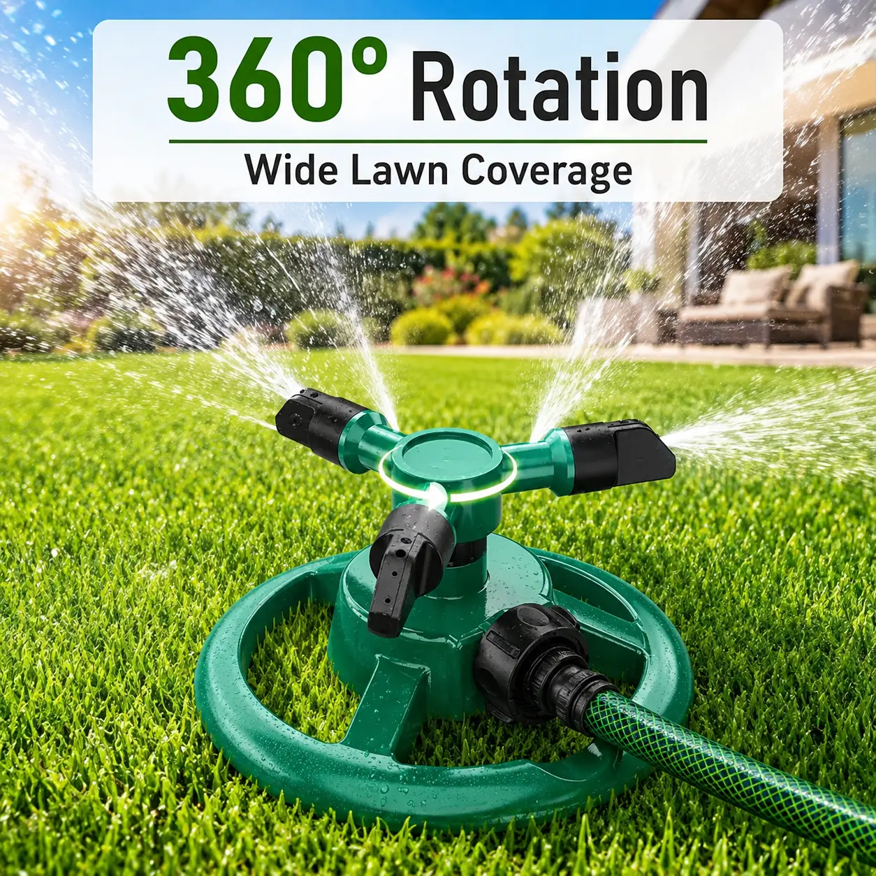 360Degree Rotating Lawn Sprinkler,Automatic Garden Water Sprinkler,lawn Irrigation system,large area coverage rotation sprinkler,outdoor spray watering,sprinklers for yard,watering systems,automatic watering devices,