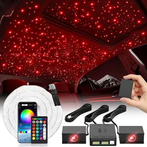 16W Car Headliner Star Light 300pcs/600pcs/1200pcs 0.02in 4.9ft RGBW Fiber Optic Kit Roof Ceiling Lights w/Remote, Easy to Hide,Flexible Wiring