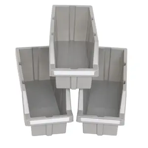 Medium Grey Bins for Commercial Bin Rack, Medium (3-Pack)