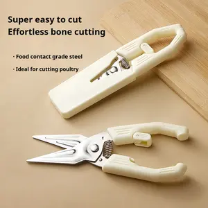Multifunctional Labor-saving Kitchen Shear, Spring Assisted with Detachable Magnetic Cover, Heavy Duty Stainless Steel Cooking Scissors for Chicken, Meat, Seafood, Bone Cutting