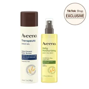 Aveeno Shave Routine Duo including Best Selling Aveeno Daily Moisturizing Oil Mist & Aveeno Theraputic Shave Gel with Oat for Dry Skin