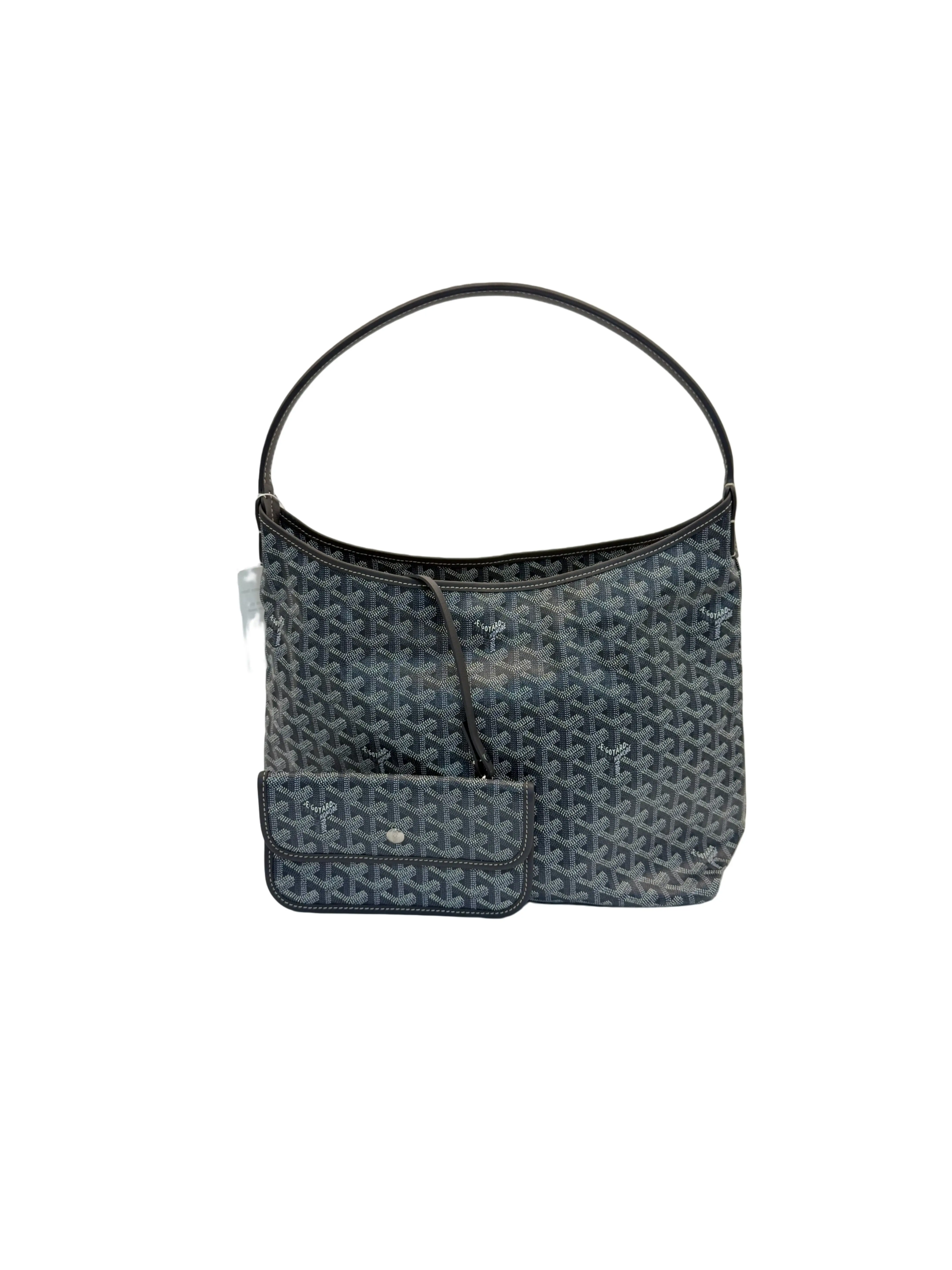 Pre-owned Goyard Rouette Soft Hobo Bag Gray/Black Goyardine Canvas Authentic Slouchy Casual Shoulder Bag, Everyday Versatile Choice, Includes a Pouch