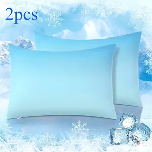 2pcs Cooling Pillowcases with Phase Change Material (PCM) Technology - Ice-Feel Touch, Soft Envelope Closure, Light Blue Premium Colors, Machine Washable & Durable Fabric for All-Season Sleep Regulation & Relaxation