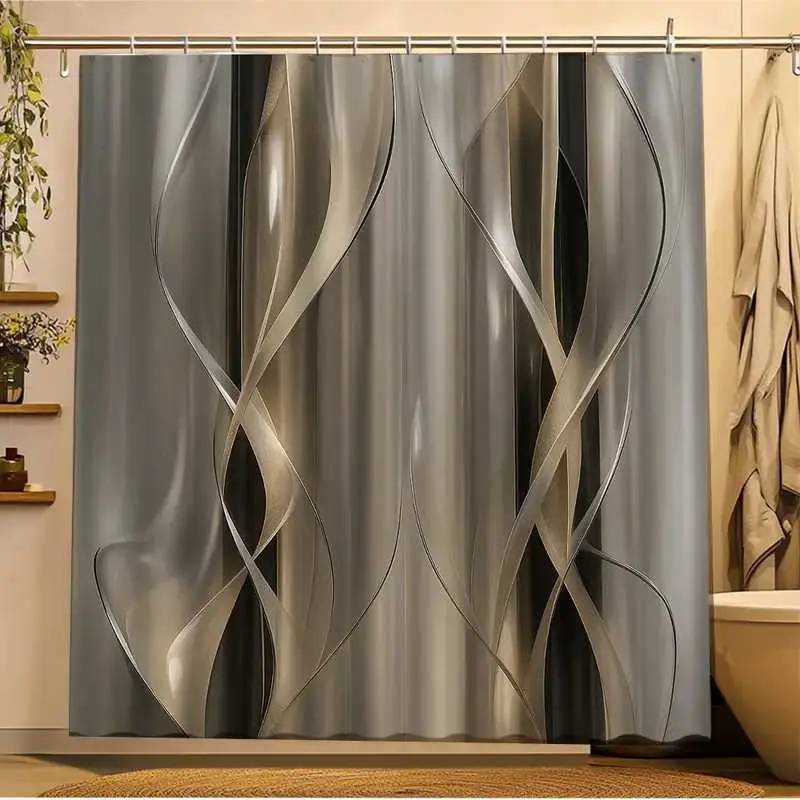 Gilded marble textured shower curtain, bathroom decoration, partition, polyester material, easy to clean, machine washable, multiple sizes to choose from, shower curtain hook, Bathroom Accessory