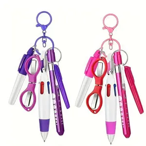 Nurse Pen Set, 1 or 2 Sets (6 Counts/set) Including Retractable Mini Ballpoint Pen, Permanent Marker, Highlighter and Foldable Scissors, Ideal for Work & Hospital, College Student Pen, Student Office