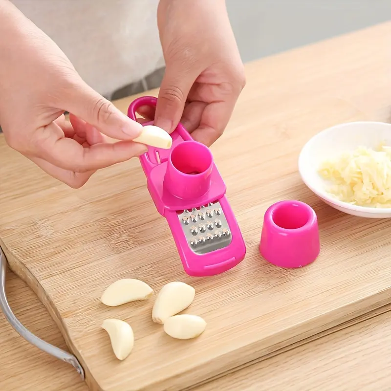 Compact Garlic Press & Grinder, Durable ABS Multi-Function Kitchen Utensil for Quick Vegetable Prep, Ideal for Camping & Hiking, Yes