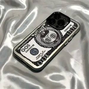 Cartoon Dollar Phone Case Compatible with Iphone 17/16, 15, 14, 13, 12, 11 Pro Max, X, XR, XS Max, 8, 7 Plus, Featuring a Shockproof Matte Back Cover. Protection Protective Protector Cellphone Casing Smartphone Black