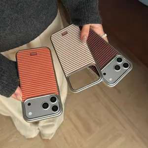 Simple Colorblock Three-Color Stripe Phone Case for Iphone17promax, Iphone16promax, Iphone15promax, Fashionable Women's Phone Case Cover