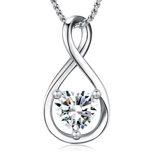 Heart Shaped Necklace Infinity Heart Birthstone Necklace Pendant Gift for Women Girls Anniversary Birthday Mother's Day Gifts Valentine's Day Gift Jewelry for Mom Wife Girlfriend Sister