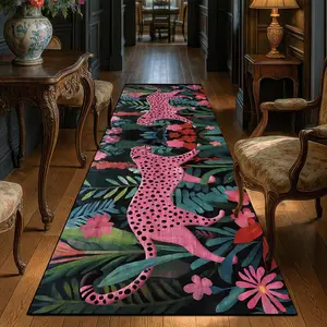 Vintage Leopard Print Carpet Rug, Floral Area Rug, Soft Comfortable Mat for Living Room Bedroom Kitchen, Home Decor Indoor Floor Covering