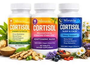 Weruvia Cortisol Support Dietary Supplement Set - Adrenal Support, Daytime Energy & Focus, Nighttime Sleep & Calm, Stress Relief, Hormone Stabilizer, Non-GMO, Vegan