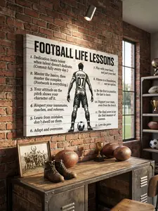 Custom Personalized Soccer Player Canvas Poster | Motivational Football Life Lessons Wall Art | Add Your Own Name & Number | Inspirational Sports Room Decor | Perfect Gift for Boys, Teens & Soccer Fans!