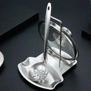 Stainless Steel Pot Lid Rack Shelf Kitchen Organizer Chopstick Spoon Rest Spatula Rack Pan Cover Holder Stand Cooking Tools