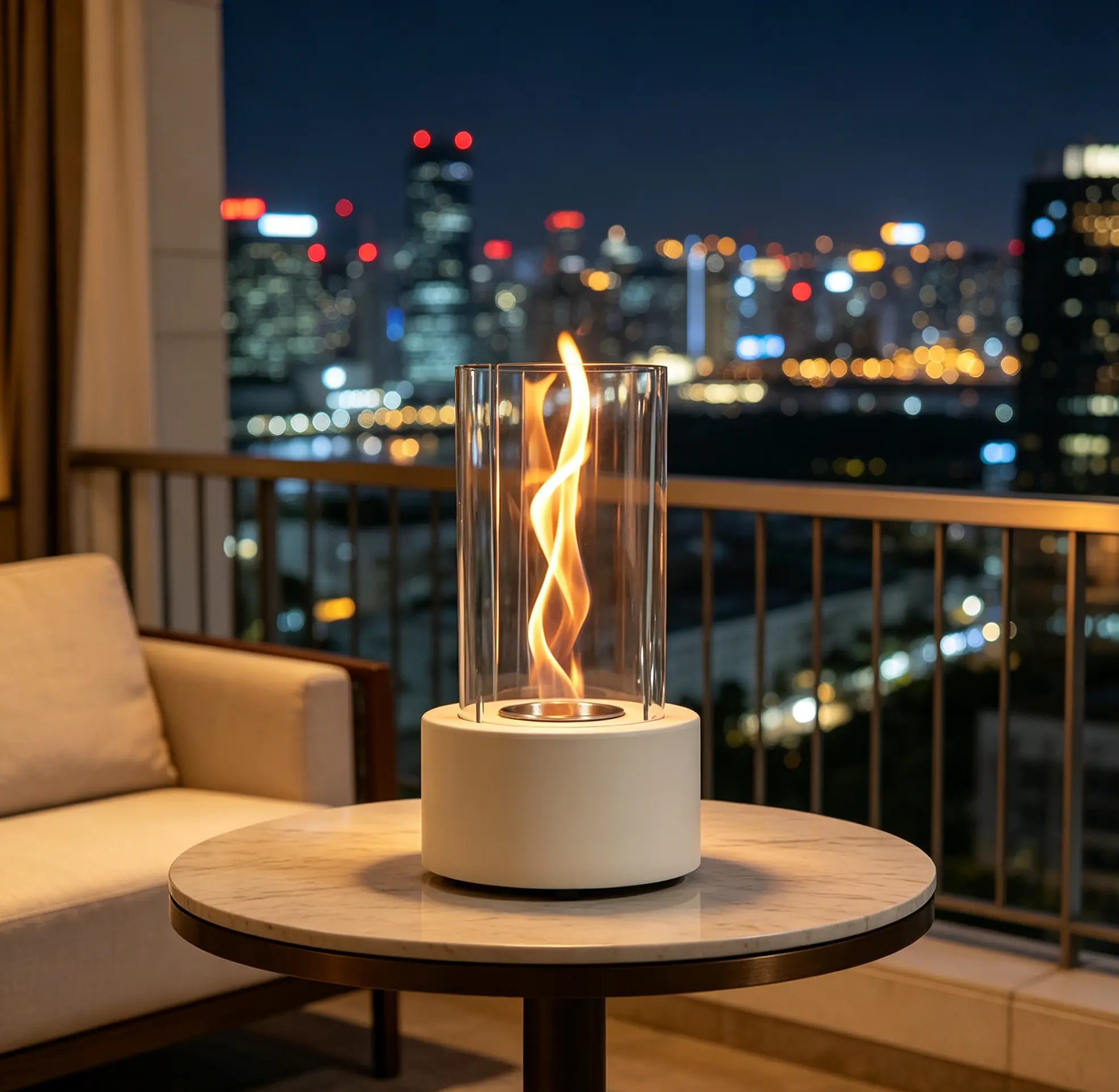 Smokeless Cyclone Tabletop Fire Pit - Beautiful Swirling Flame | Modern Glass Mini Fireplace for Living Room, Patio & Camping