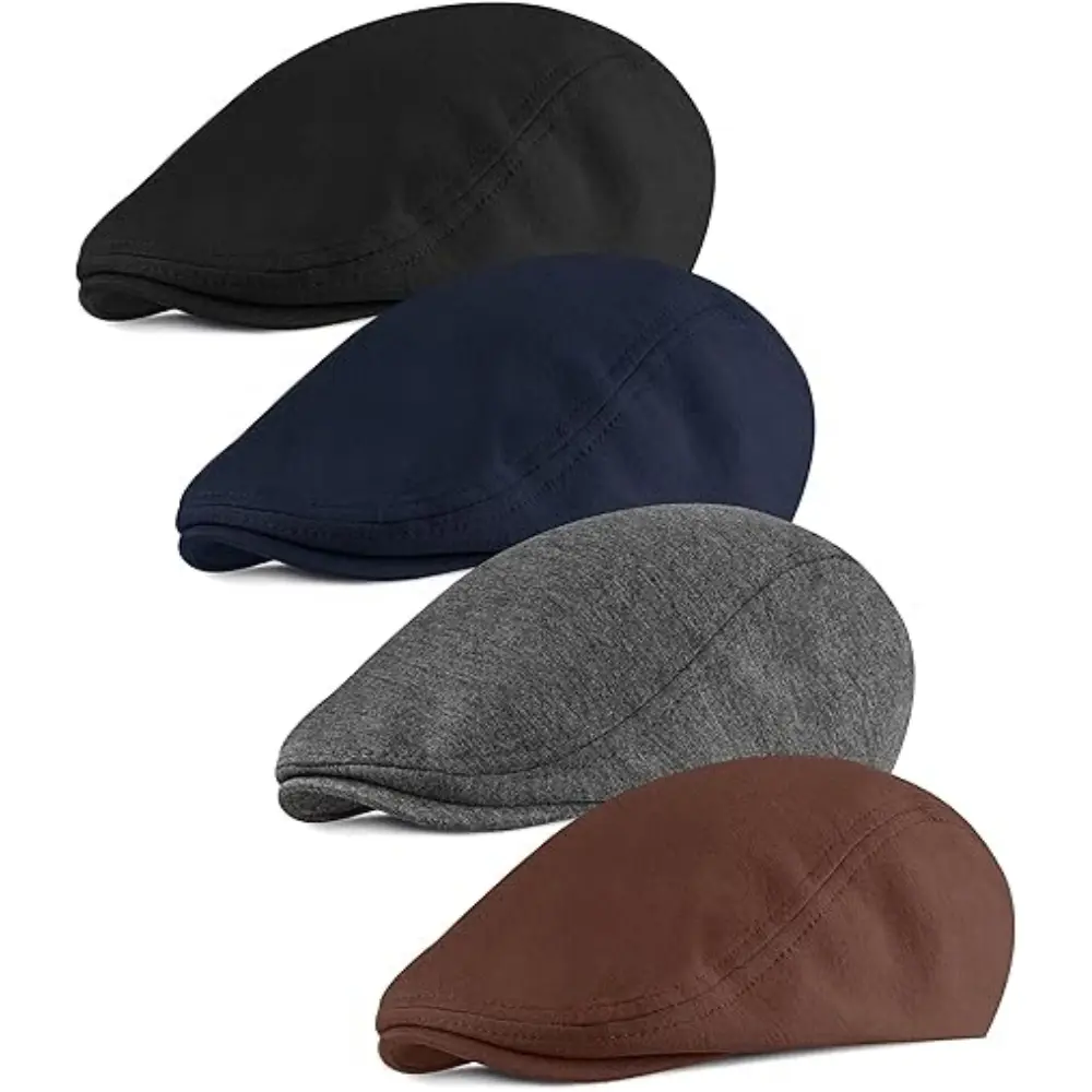 4 piece Soft Stretch Fit Men Cap Winter Fashion Ivy Cap Newsboy Driving Hat Cap Fit Cabbie Hat for Outdoor Daily Use