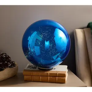 11" Illuminated Mercury Glass Sphere with Ornament Topper by Valerie