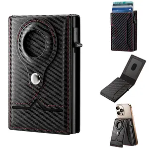 Men's Magnetic Card Holder Wallet with Stand, Pop Up Card Case, RFID Blocking, Slim, Minimalist, Fit Max 8 Card Capacitiy | ID Window