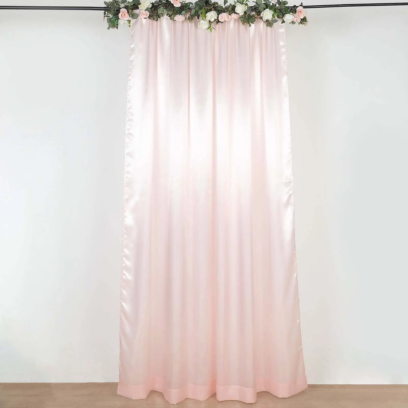 8ftx10ft Blush Pink Satin Finished Curtain Drapes - Event Backdrop Panel